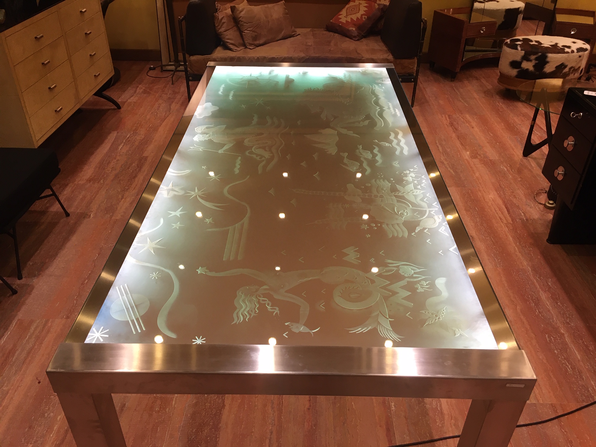 Gio ponti: Tavolo Design Piano vetro illuminato del XX Secolo , Pezzo di storia autentico - Robertaebasta® Art Gallery opere d’arte esclusive.